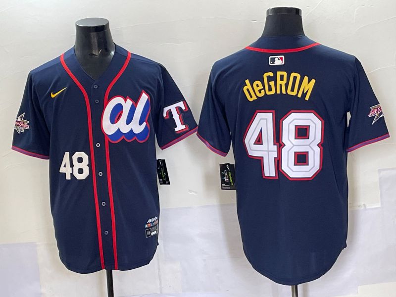 Men 2025 Texas Rangers 48 DeGrom Drak blue Nike MLB All Star jersey style 5